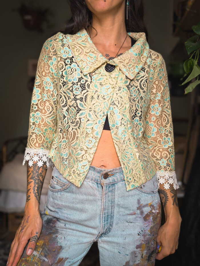 Italian Vintage Lace Blouse - Image 5