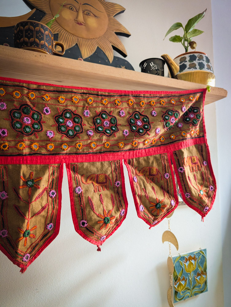 Vintage Elephant Earthy Embroidered Indian Toran