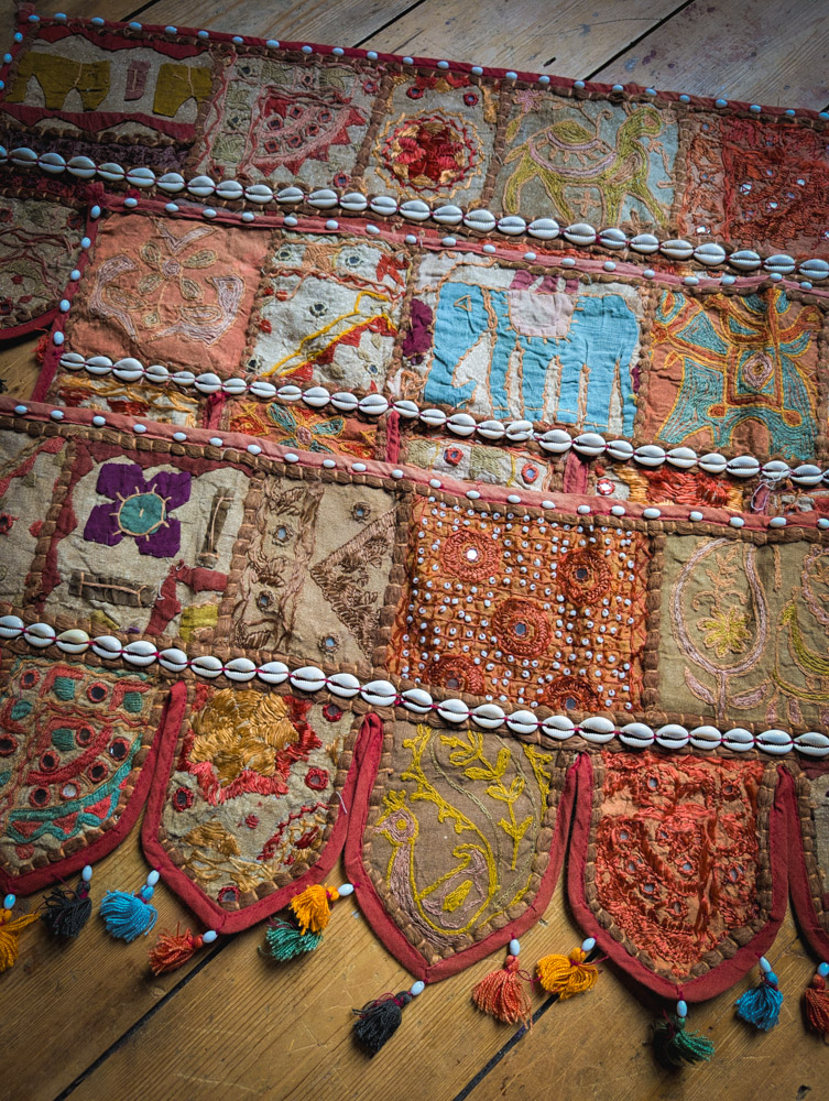 Vintage Earthy Embroidered Indian Toran - Image 2