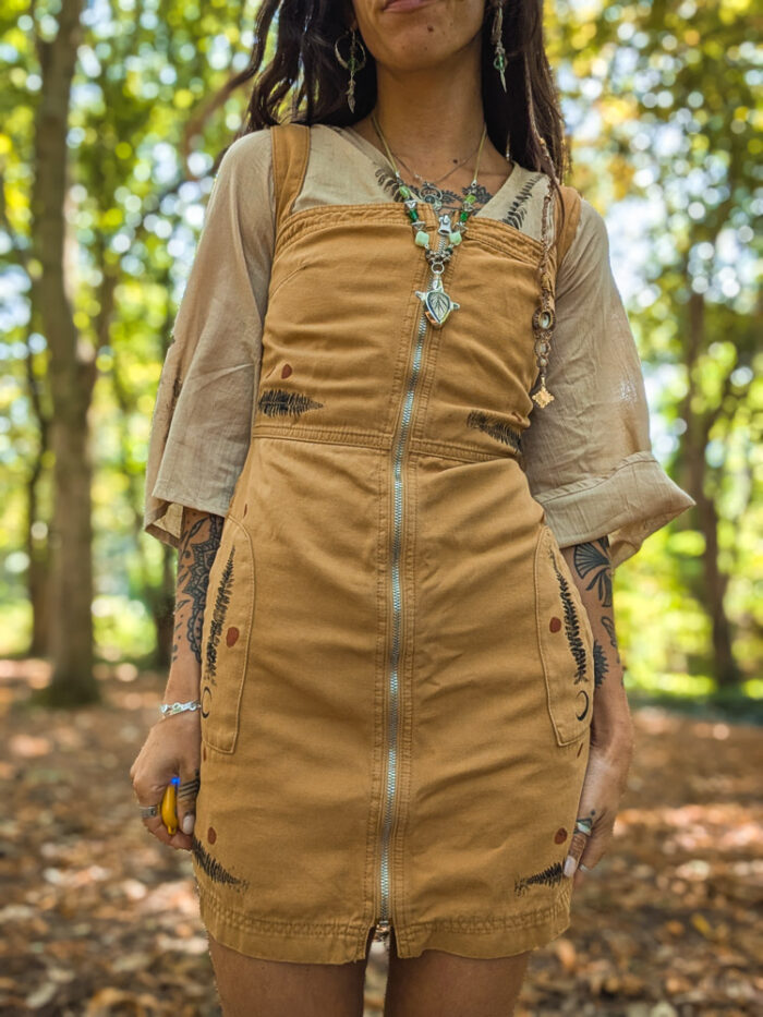 Reworked Fern Print Denim Dress - Image 7