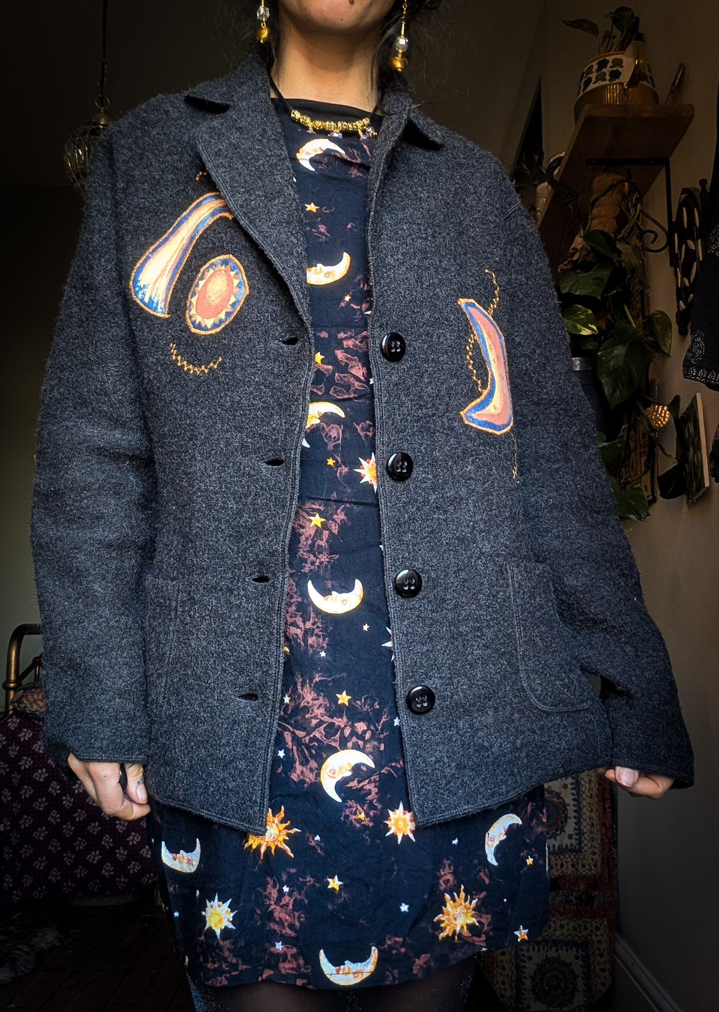 Reworked Grey Celestial Patch Cardigan - Image 2