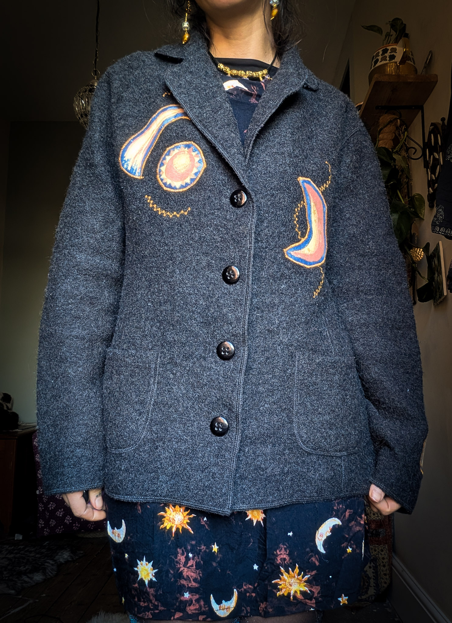 Reworked Grey Celestial Patch Cardigan - Image 5