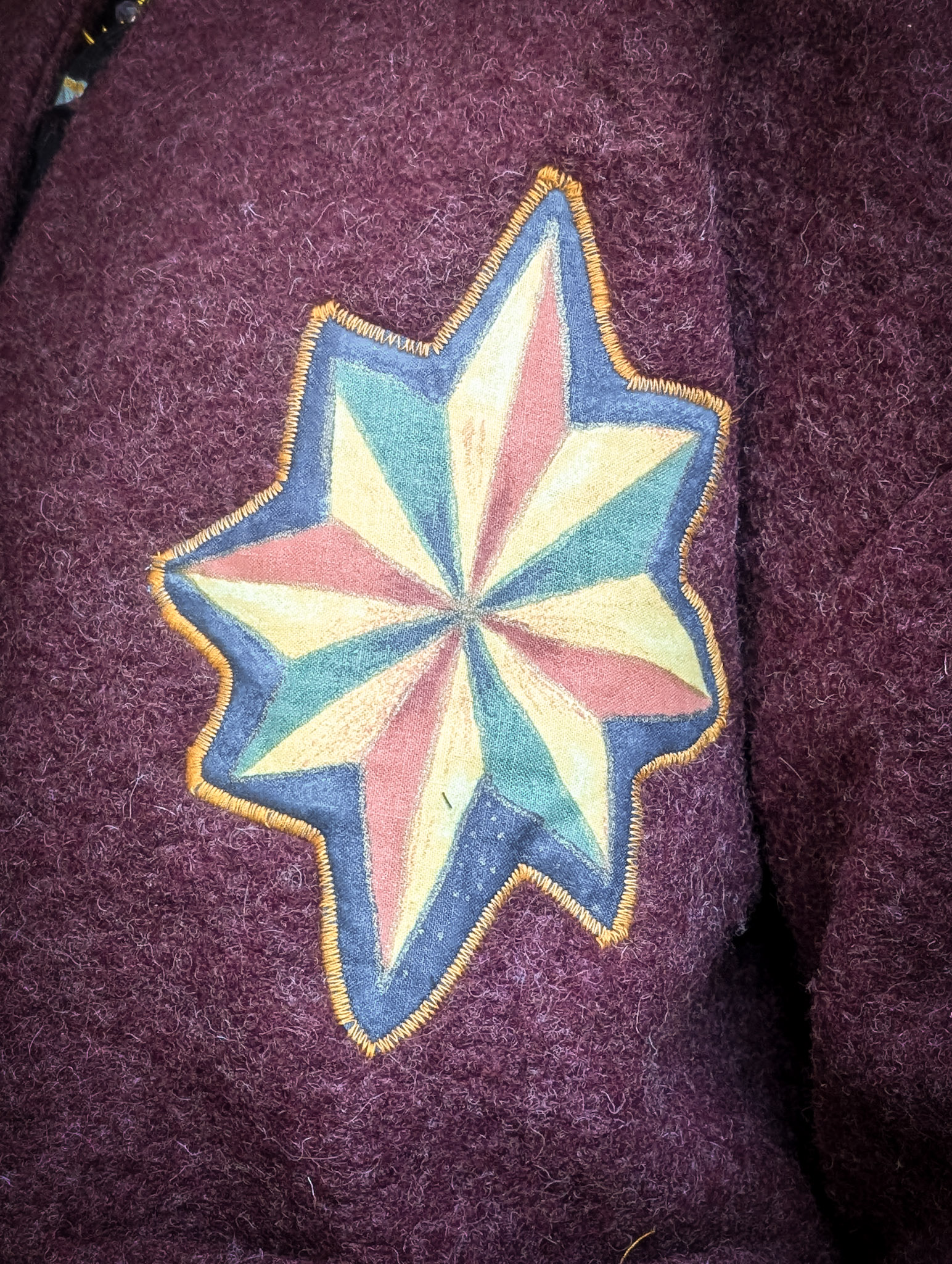 Reworked Maroon Celestial Patch Jacket - Image 3