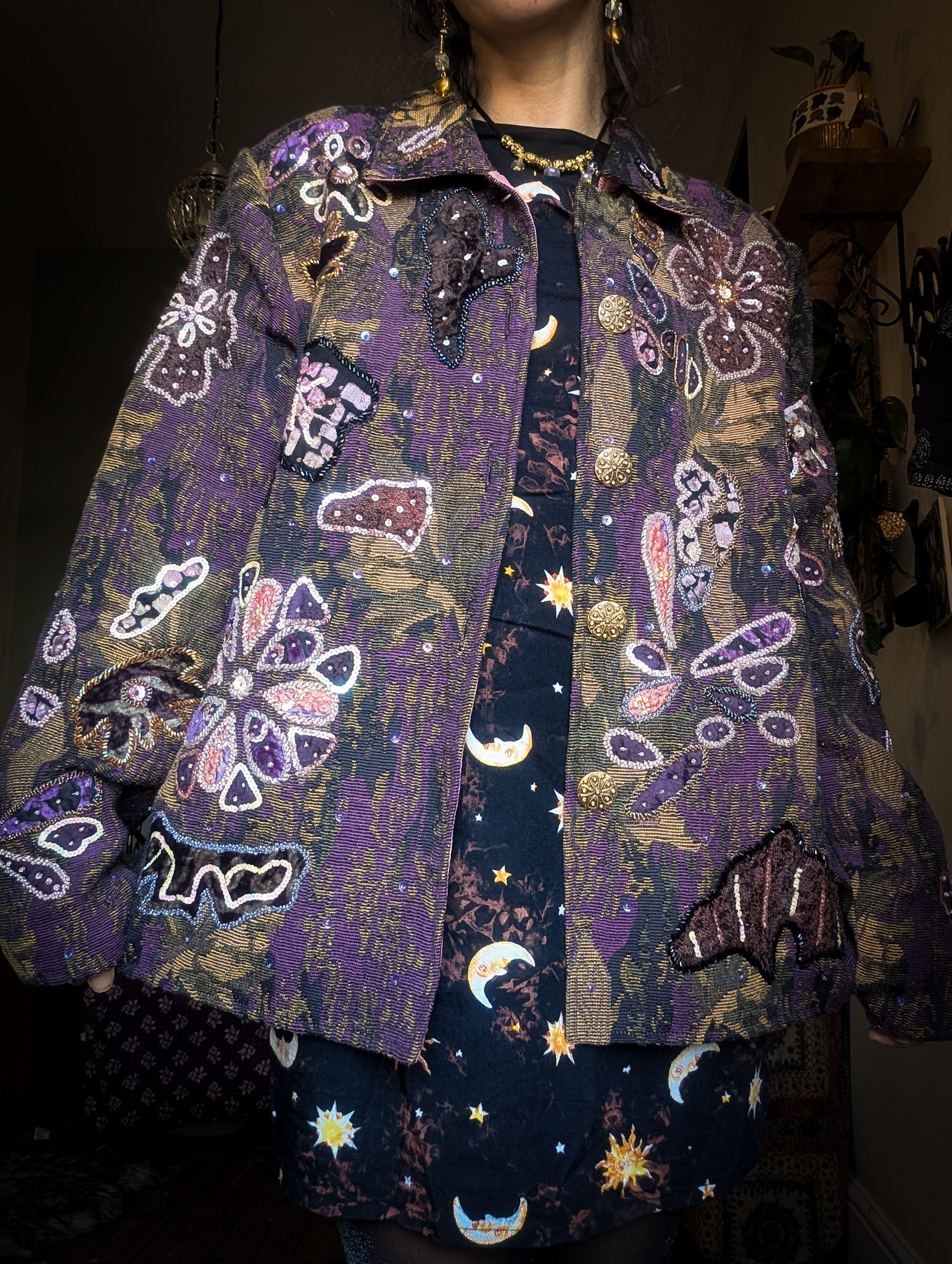 Vintage Purple Embellished Jacket - Image 2
