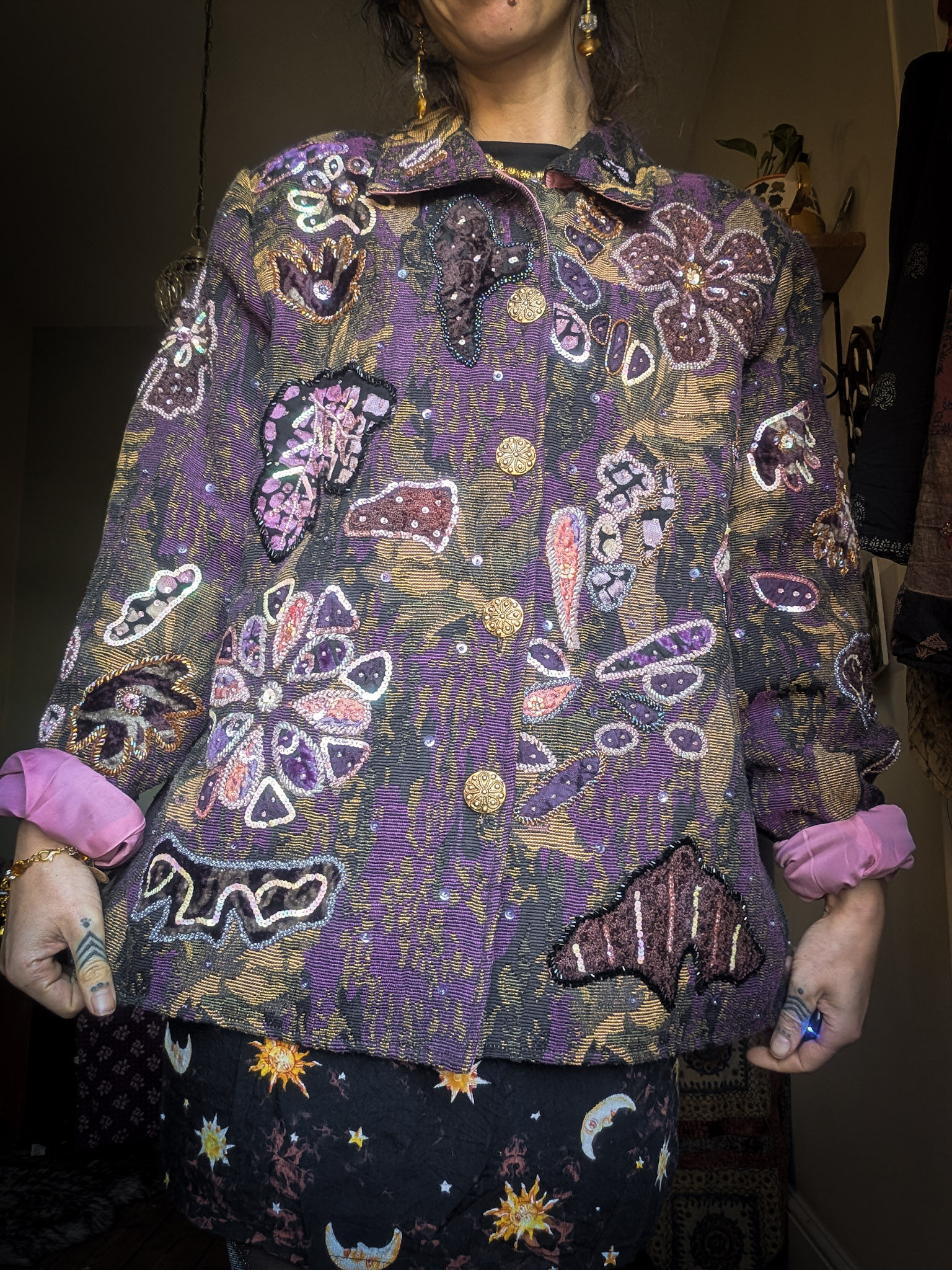 Vintage Purple Embellished Jacket - Image 3