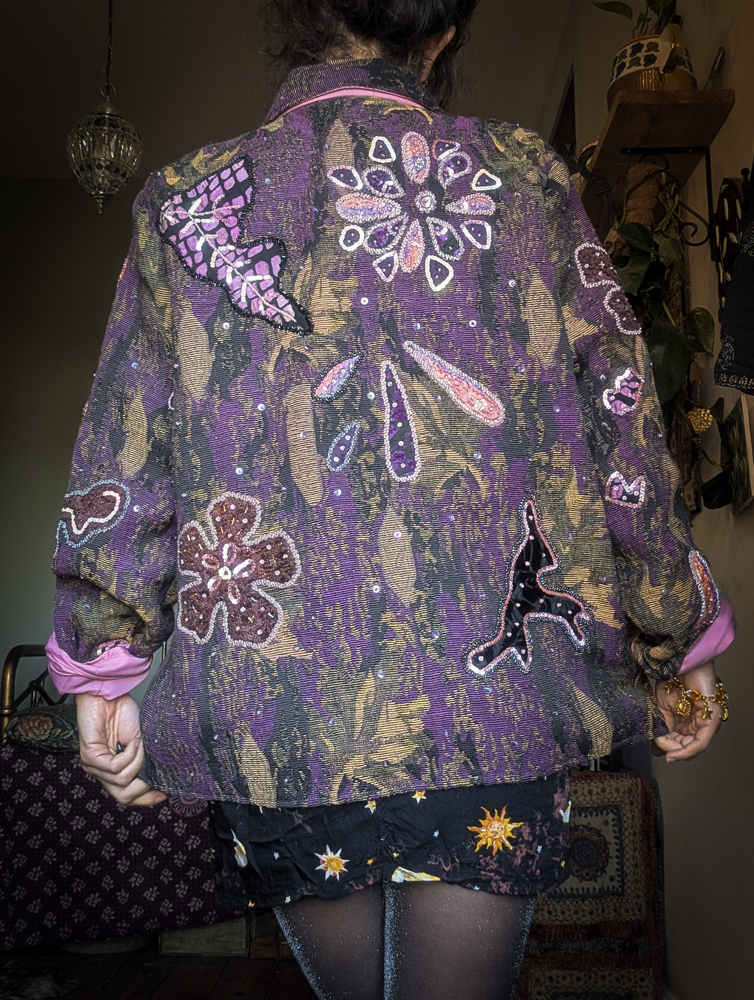 Vintage Purple Embellished Jacket - Image 4