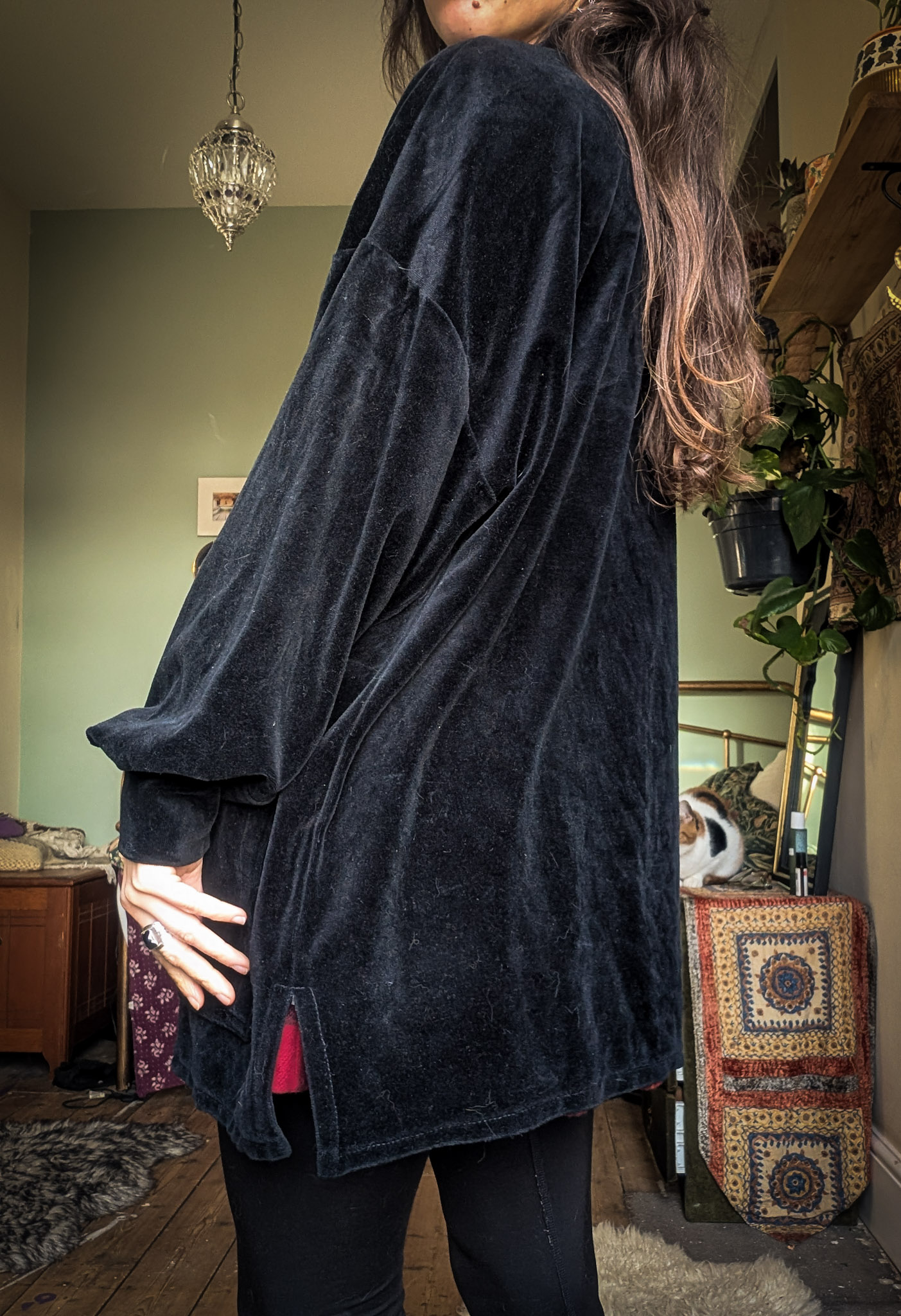 Vintage Black Velvet Cardigan - Image 4