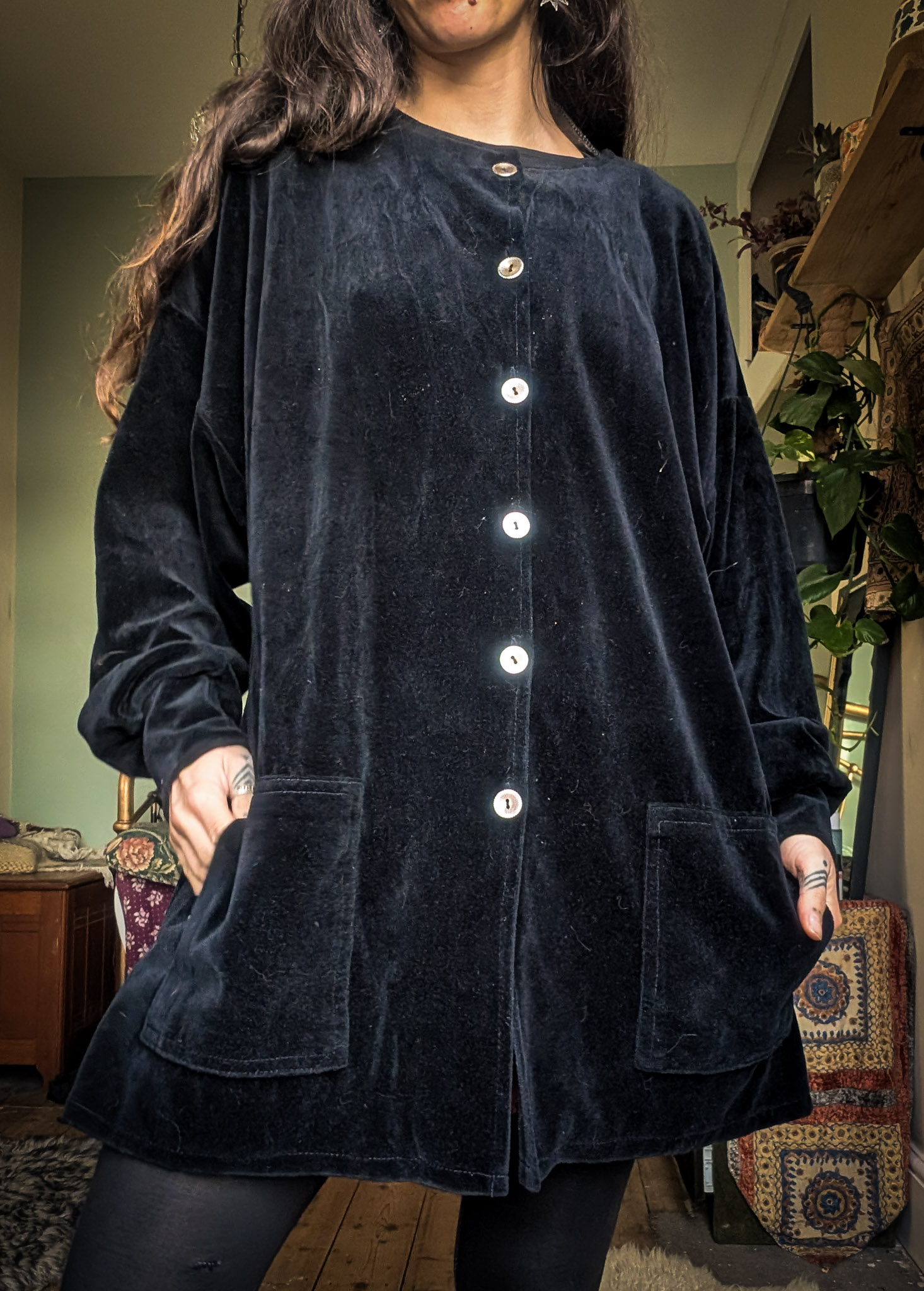 Vintage Black Velvet Cardigan