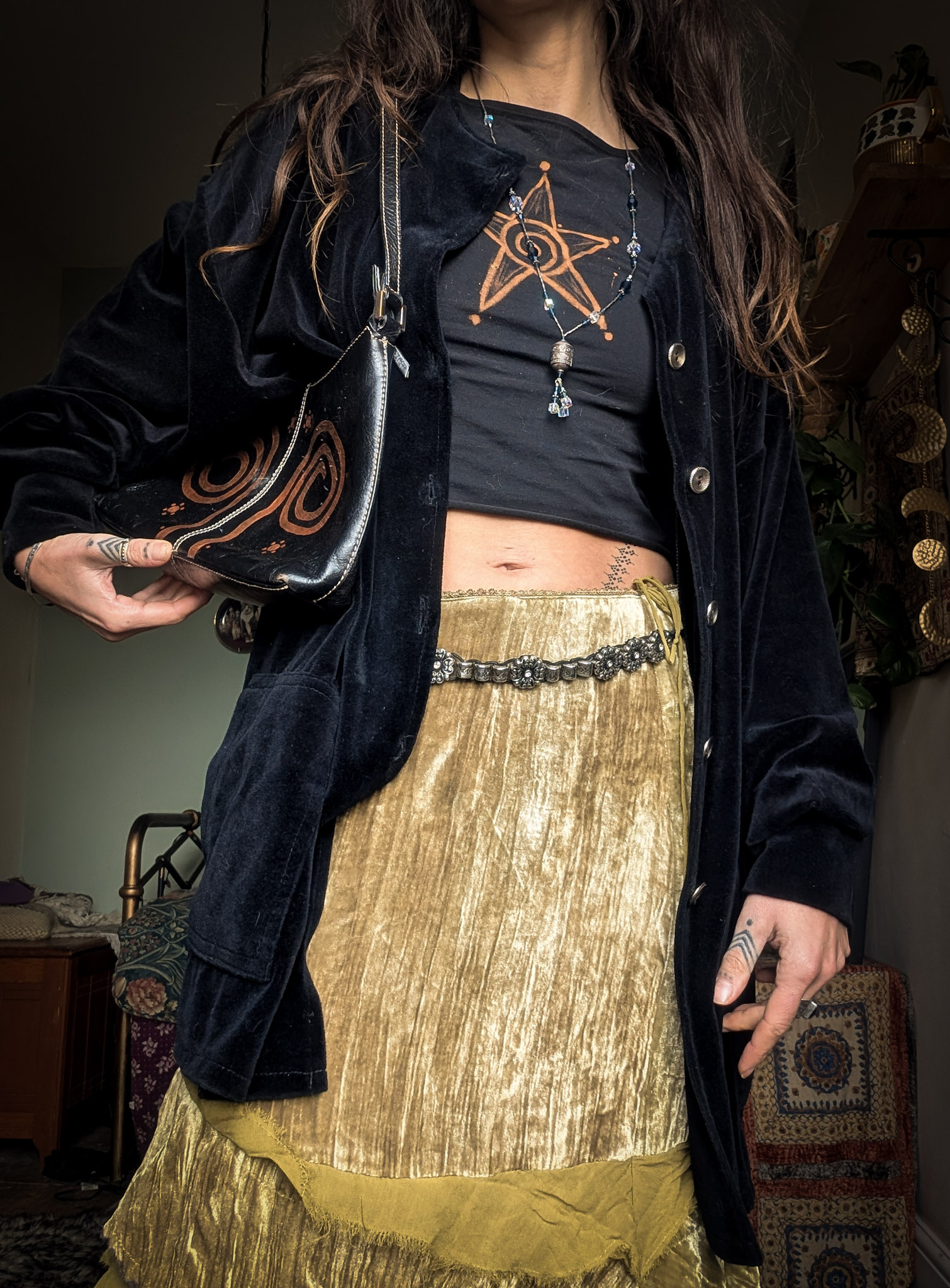 Vintage Black Velvet Cardigan - Image 2