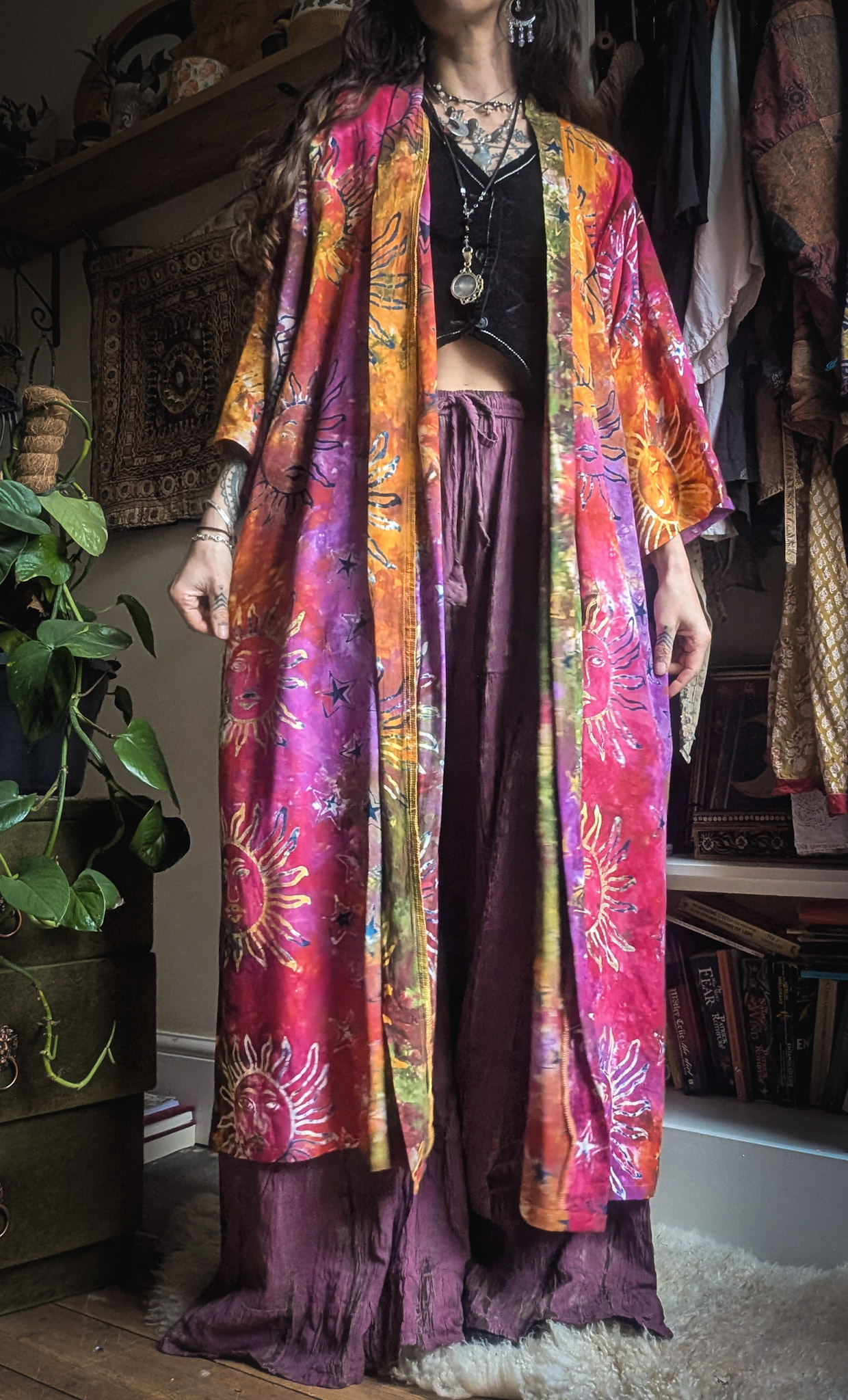 Long Rainbow Celestial Batik Robe - Image 3