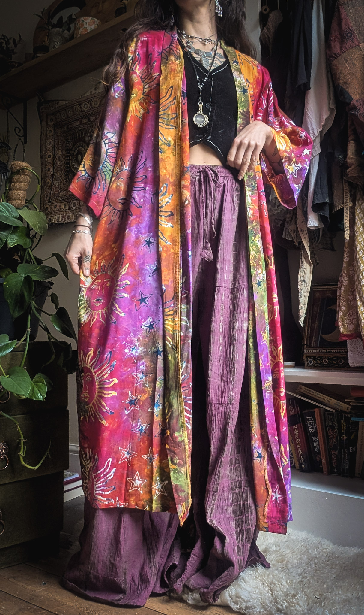Long Rainbow Celestial Batik Robe - Image 4