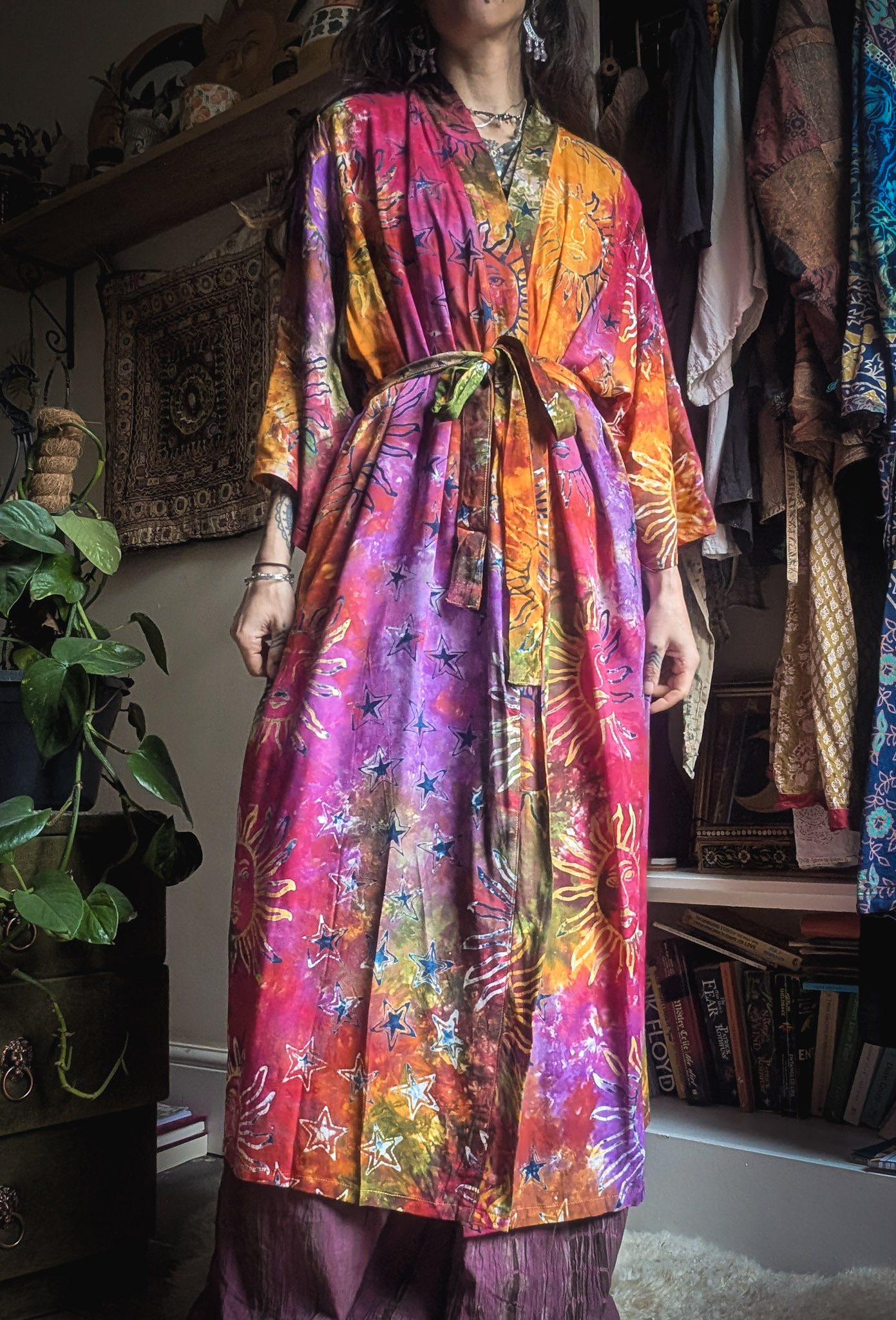 Long Rainbow Celestial Batik Robe