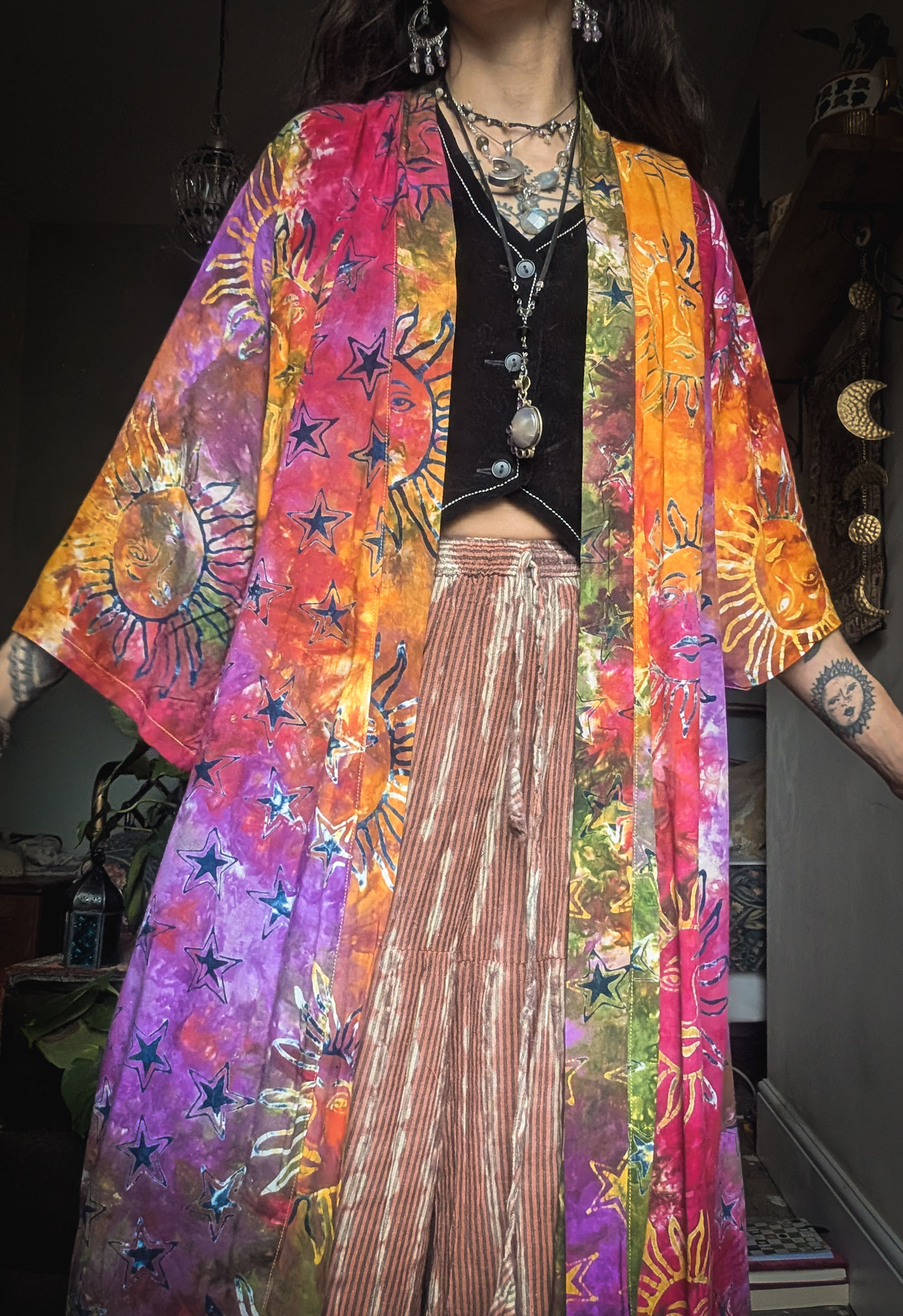 Long Rainbow Celestial Batik Robe - Image 2