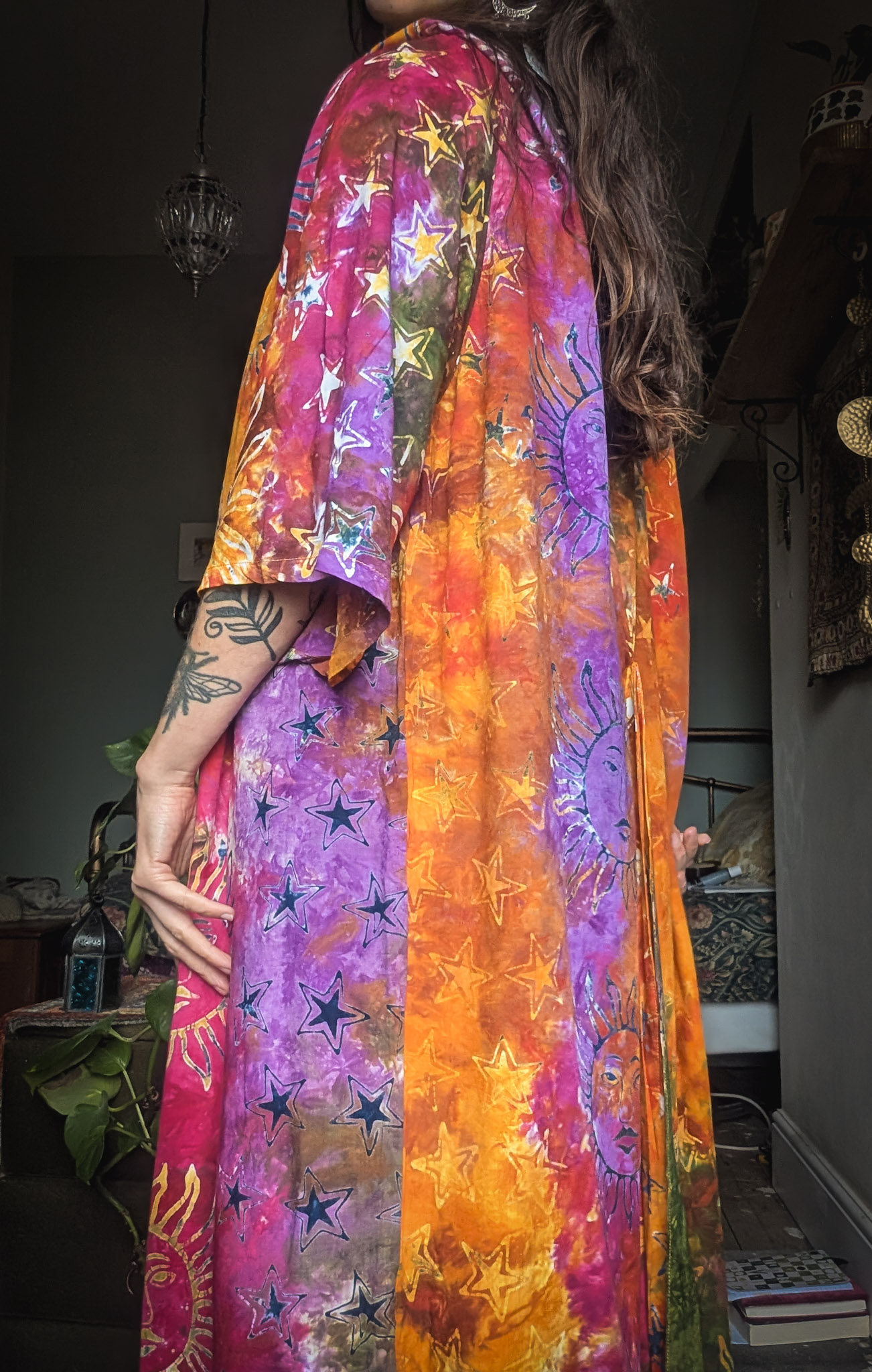 Long Rainbow Celestial Batik Robe - Image 8