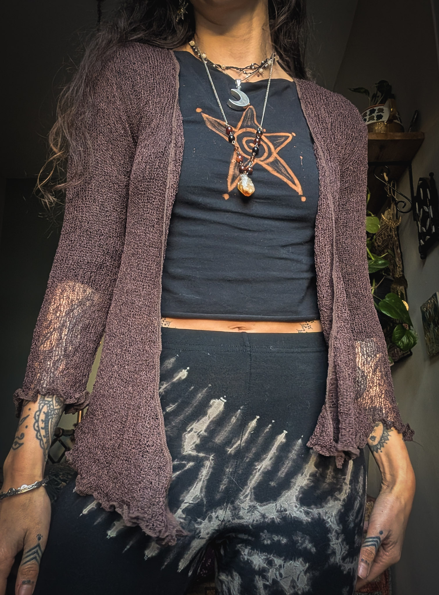 Tie-Up Shrug in Chocolate Brown - Image 2