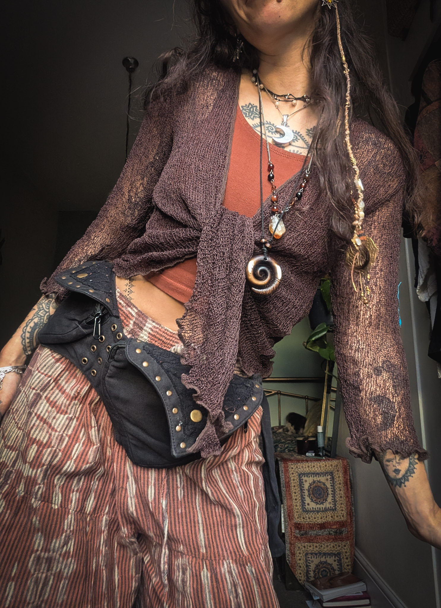 Tie-Up Shrug in Chocolate Brown