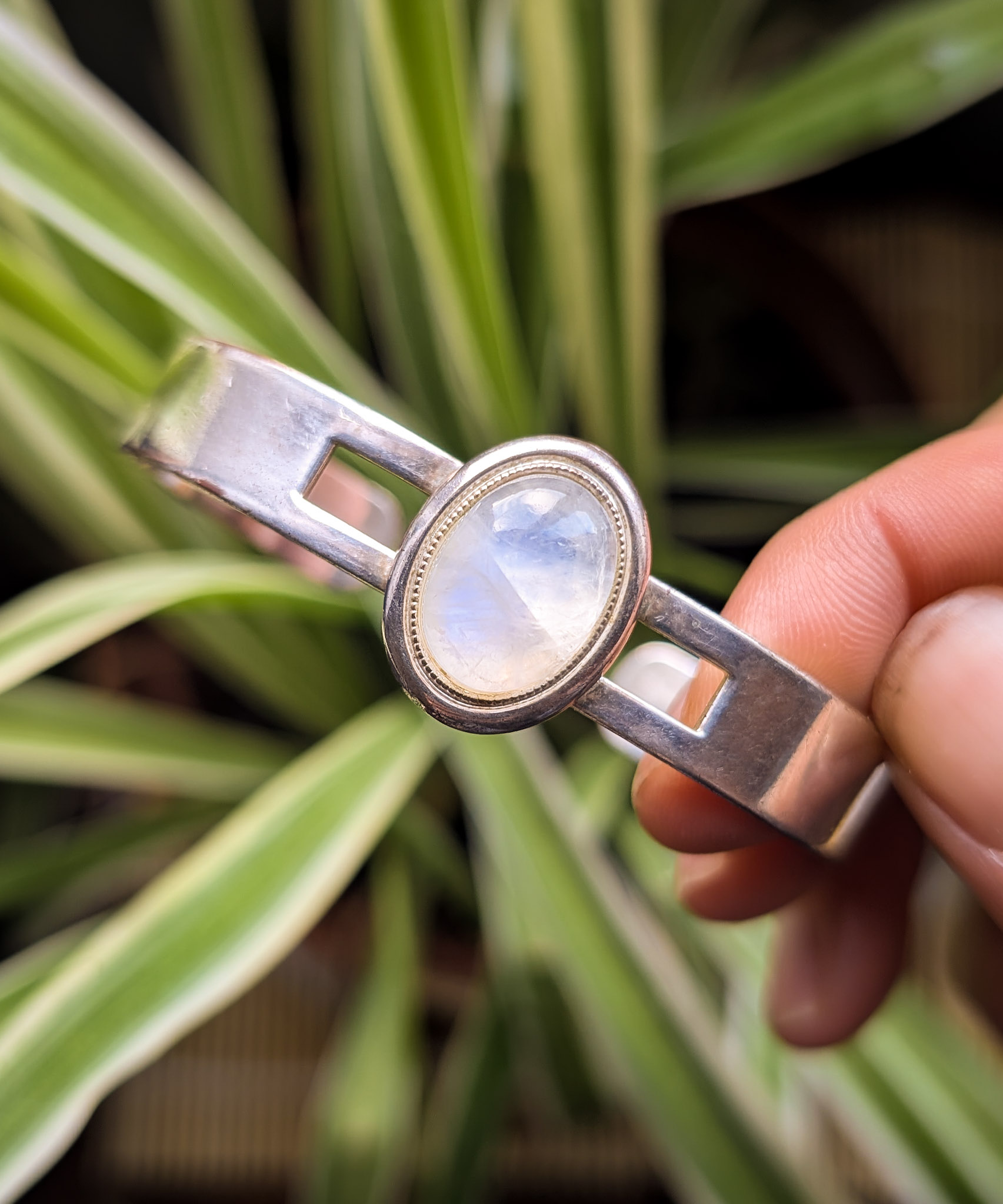 925 Silver & Moonstone Bangle