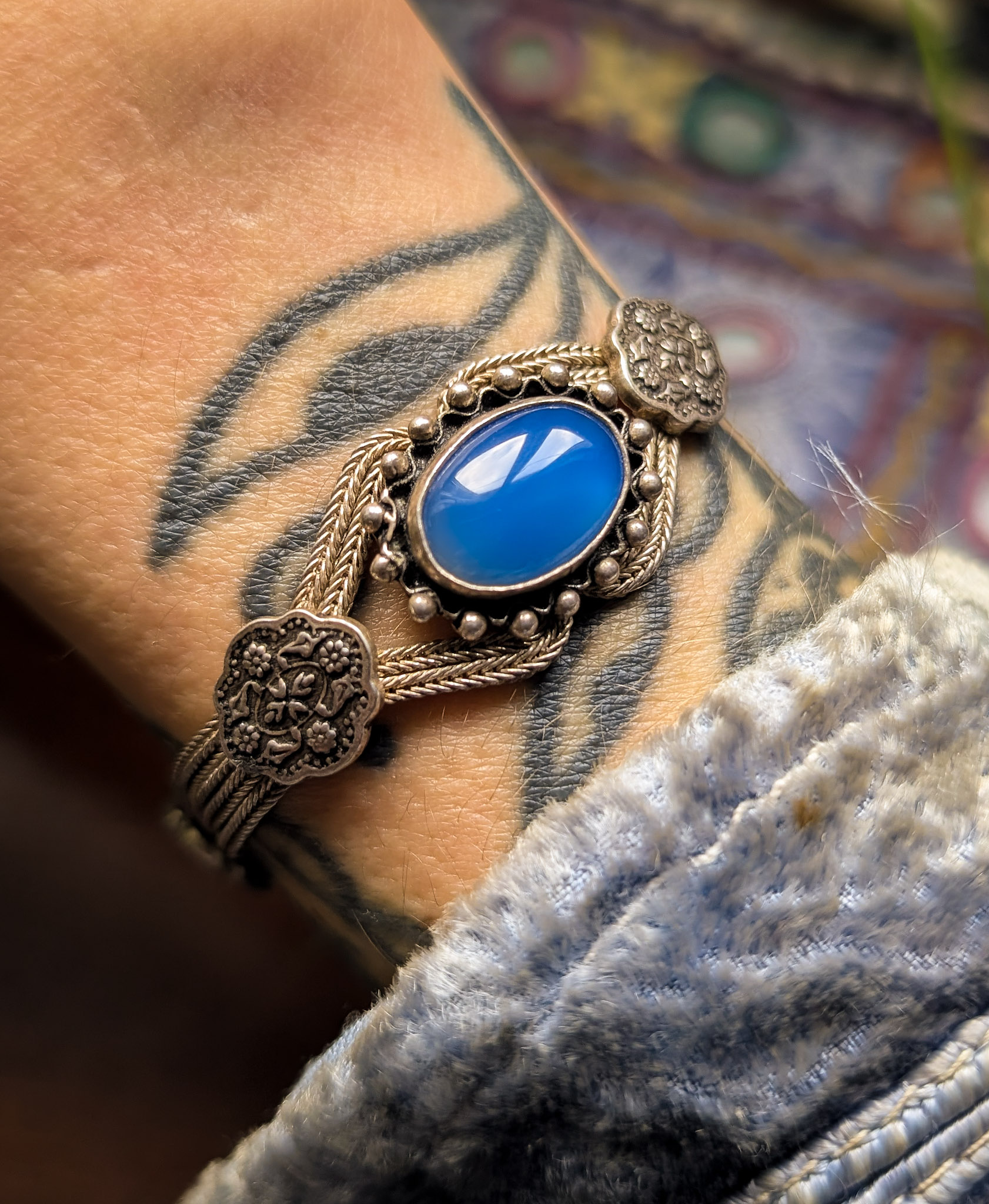 925 Silver & Blue Gemstone Bracelet - Image 8