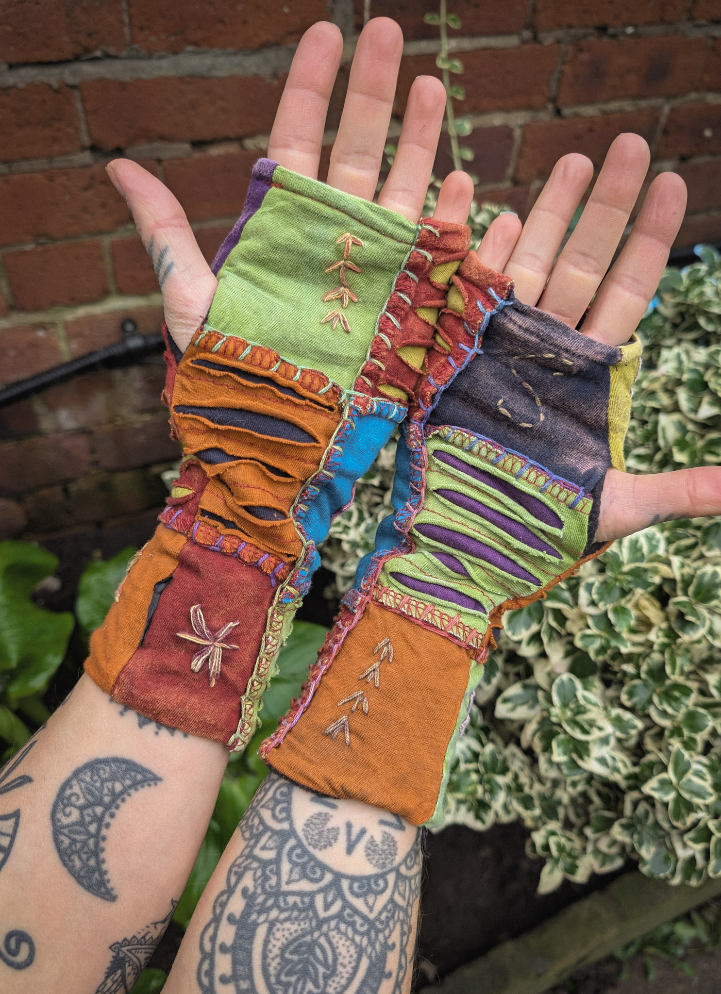 Patchwork Embroidered Handwarmers
