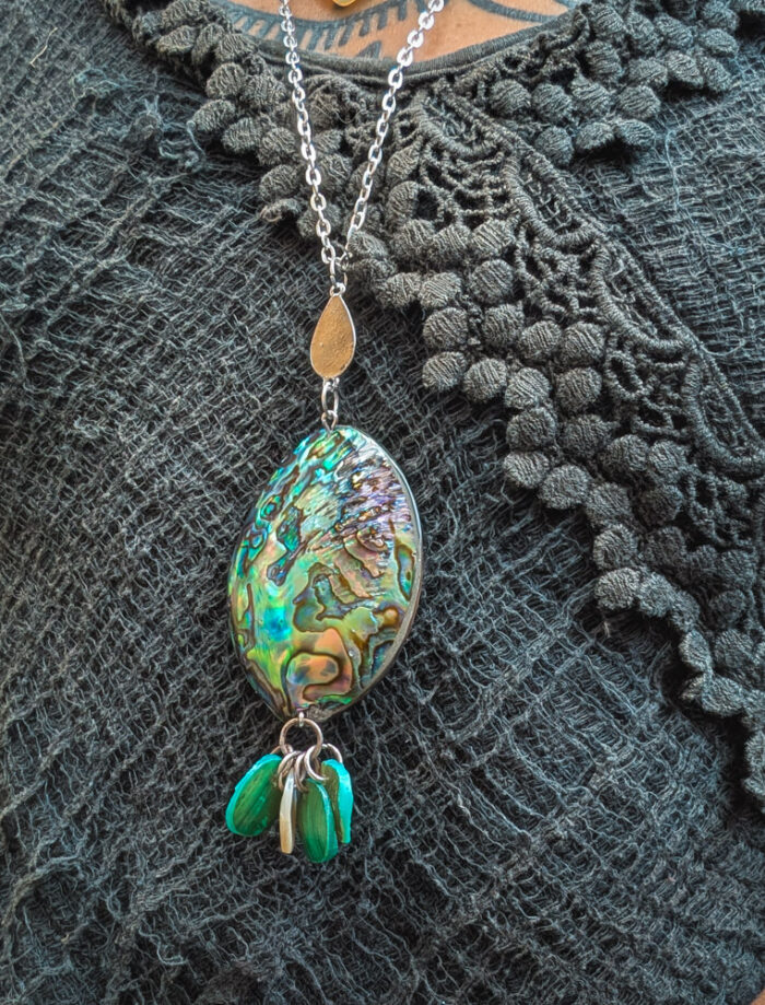 Upcycled Abalone Shell Necklace - Image 3