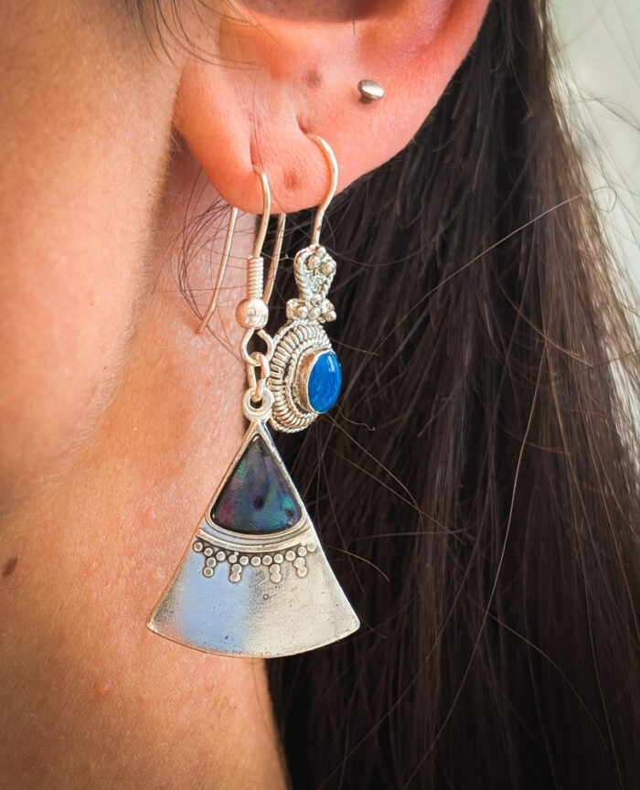 Vintage Triangle Tribal Earrings - Image 2