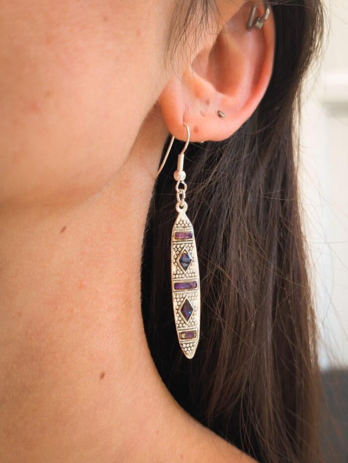 Vintage Silver Abalone Enamel Earrings - Image 2