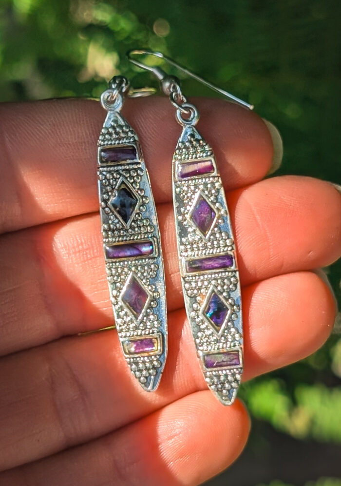Vintage Silver Abalone Enamel Earrings