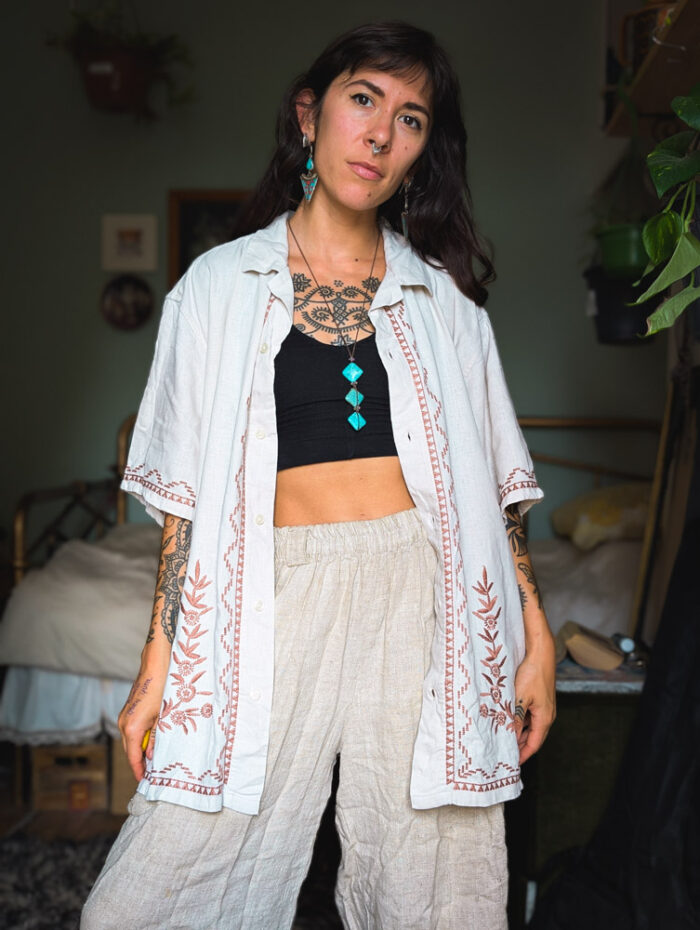 A+F Embroidered Linen Shirt - Image 2