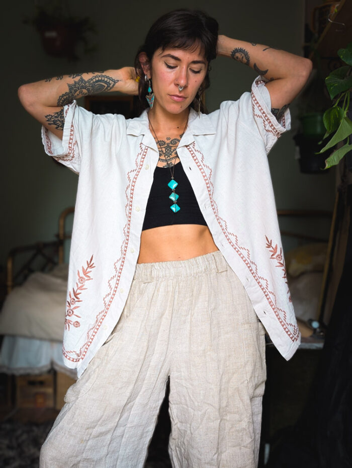 A+F Embroidered Linen Shirt - Image 3
