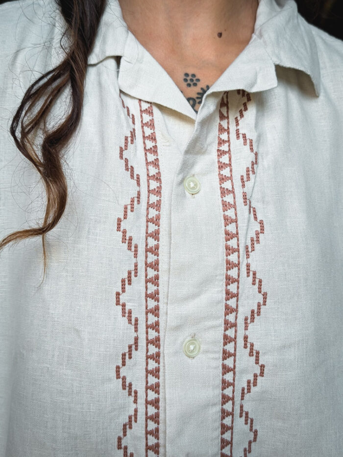 A+F Embroidered Linen Shirt - Image 4