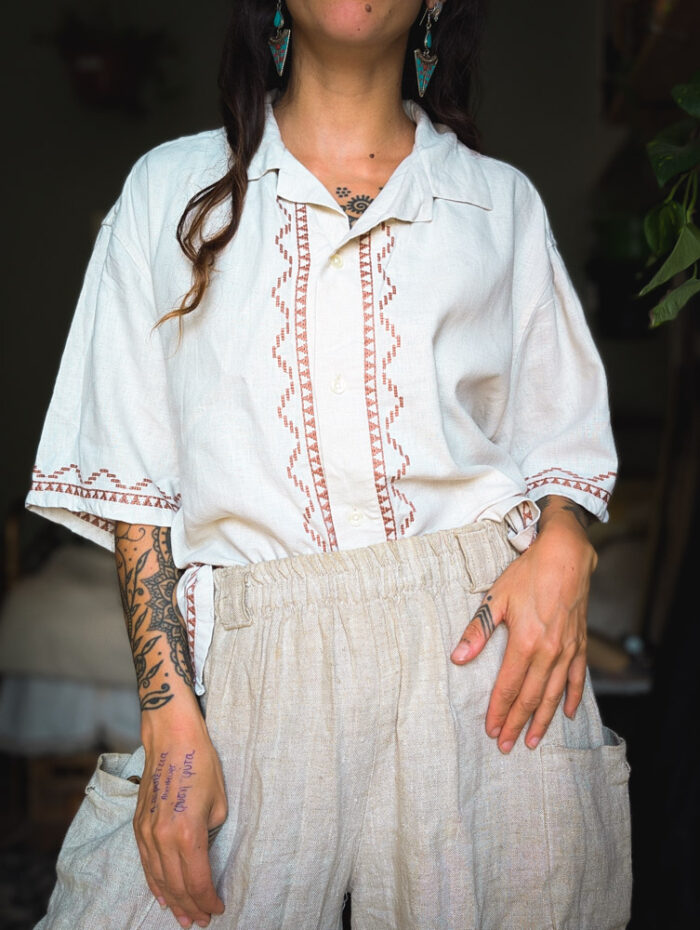 A+F Embroidered Linen Shirt - Image 6