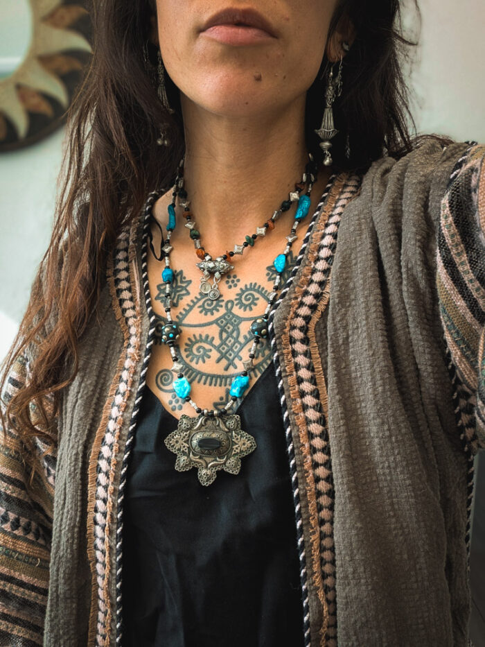 Upcycled Afghan Gemstone Necklace - Image 2
