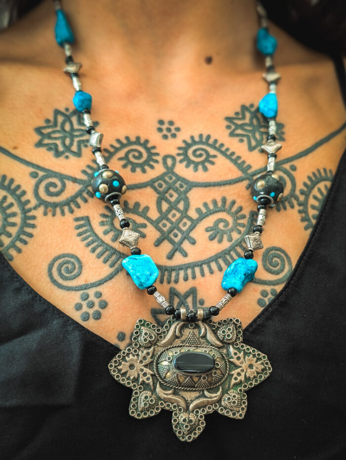 Upcycled Afghan Onyx Necklace
