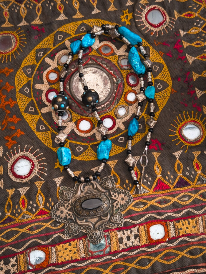 Upcycled Afghan Onyx Necklace - Image 6