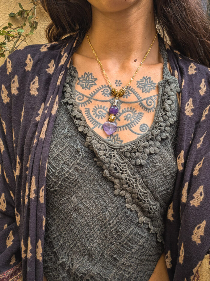 Upcycled Amethyst Heart Necklace - Image 3