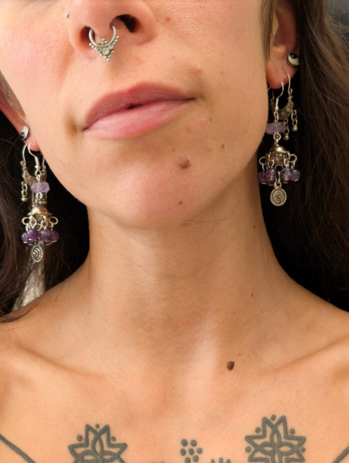 Upcycled Amethyst Earrings - Image 2