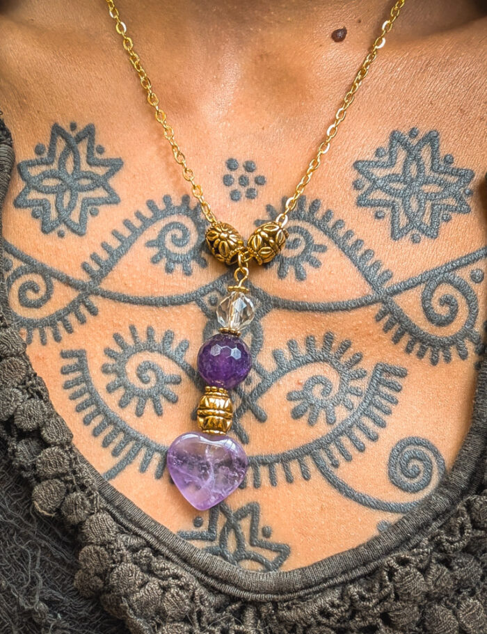 Upcycled Amethyst Heart Necklace
