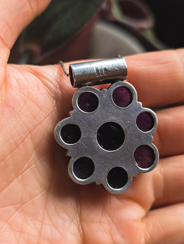 925 Silver Amethyst Flower Necklace - Image 3