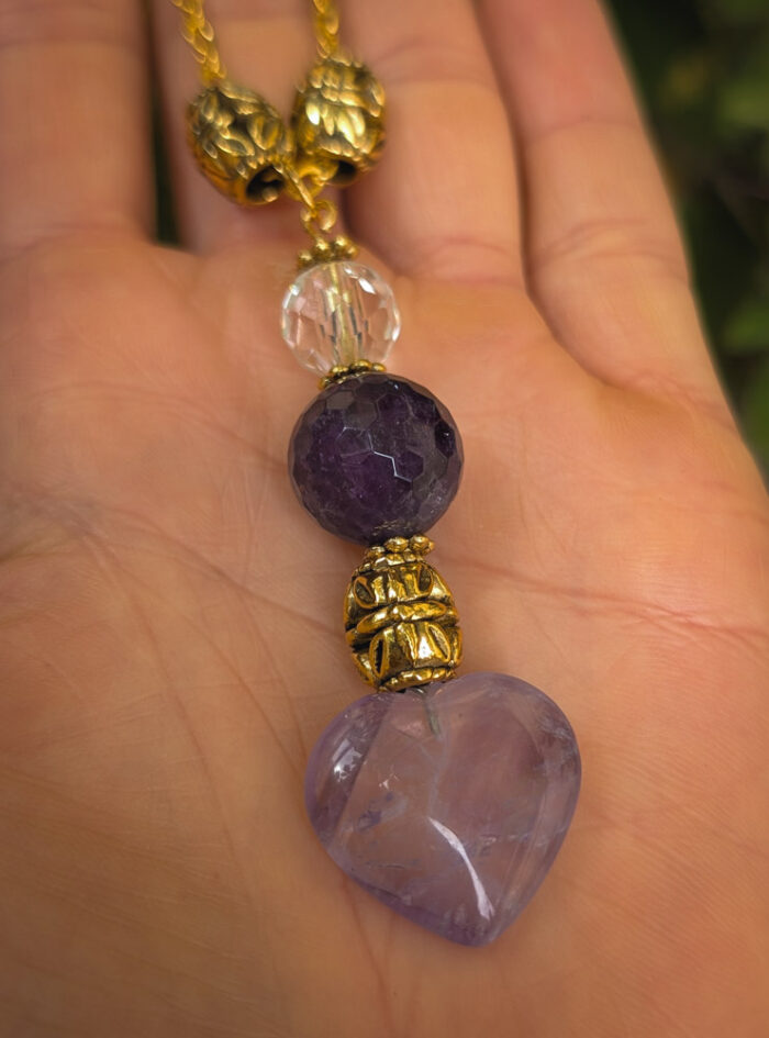 Upcycled Amethyst Heart Necklace - Image 5