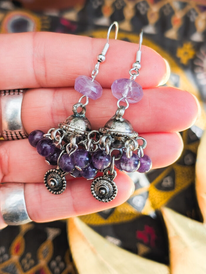 Upcycled Amethyst Earrings - Image 4