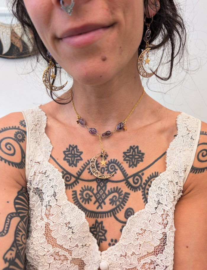 Amethyst Gold Moon Necklace - Image 3