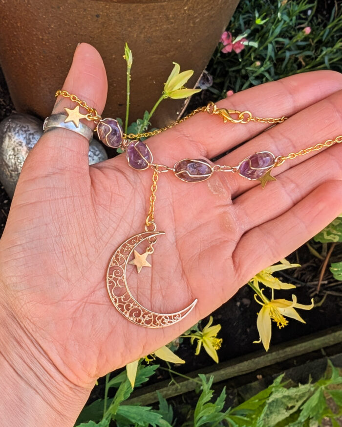 Amethyst Gold Moon Necklace - Image 2