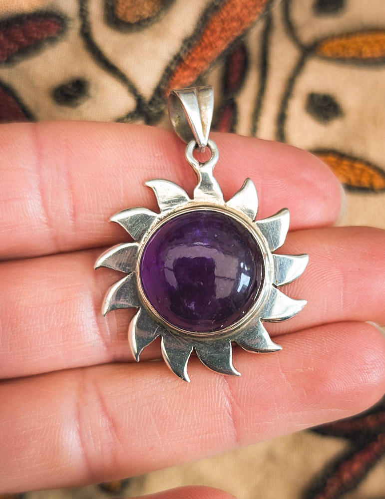 925 Silver Amethyst Sun Pendant - Image 3