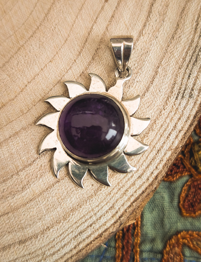 925 Silver Amethyst Sun Pendant - Image 6