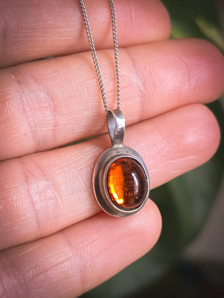 925 Silver & Amber Necklace - Image 3