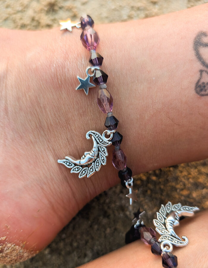 Upcycled Amethyst Celestial Anklet