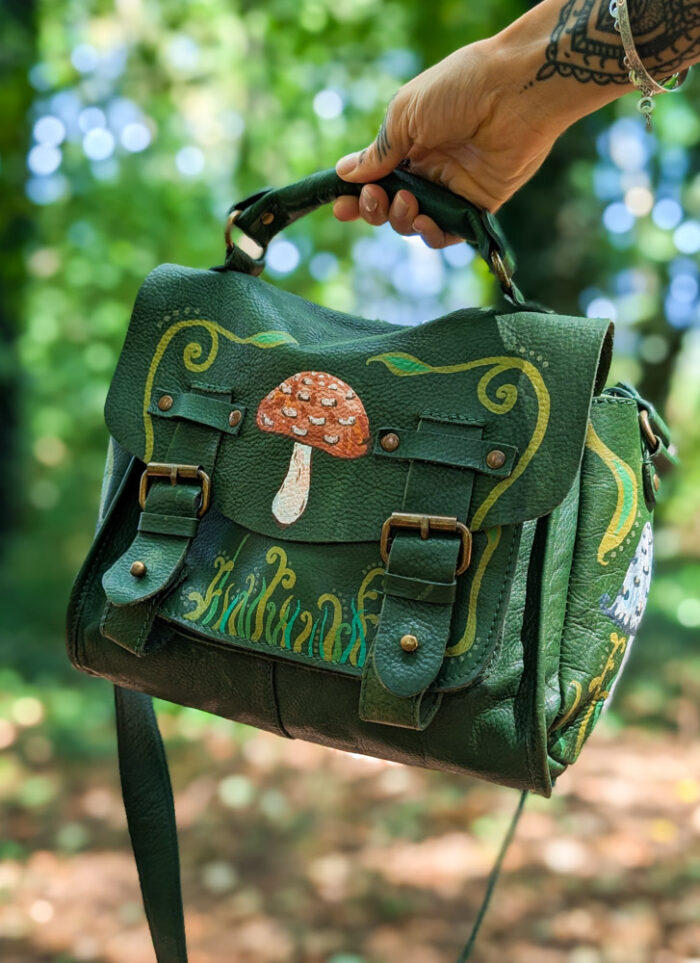 Handpainted Mushroom Satchel