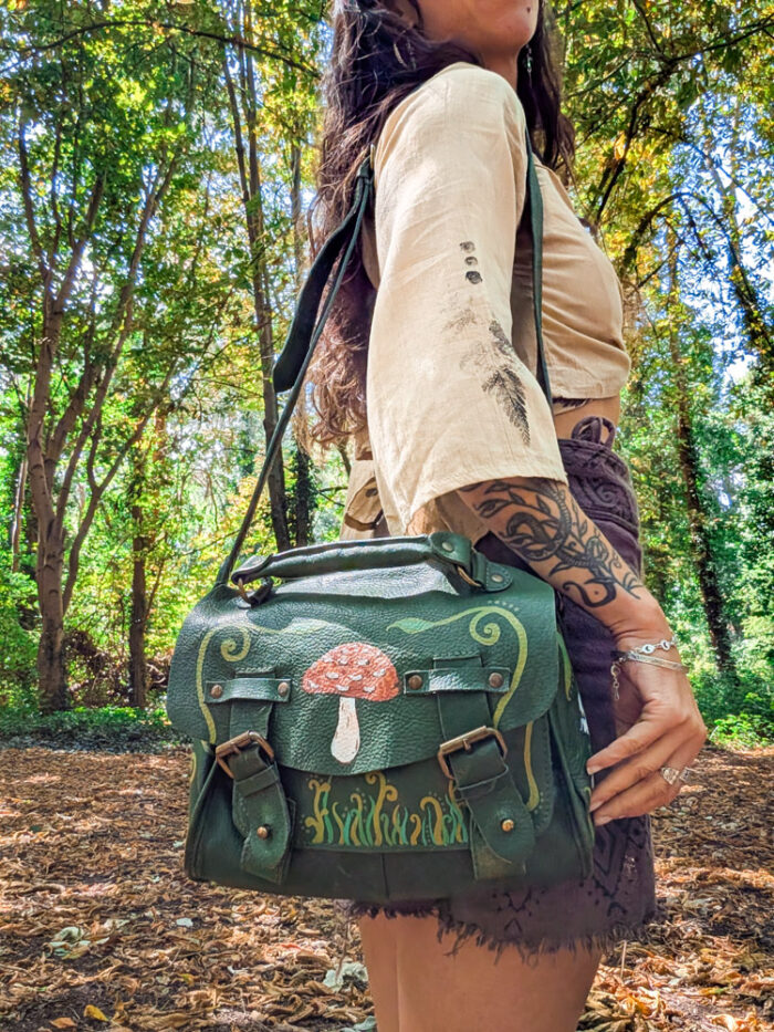 Handpainted Mushroom Satchel - Image 2