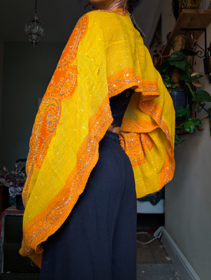 Upcycled Orange Beaded Oversize Top - Image 2