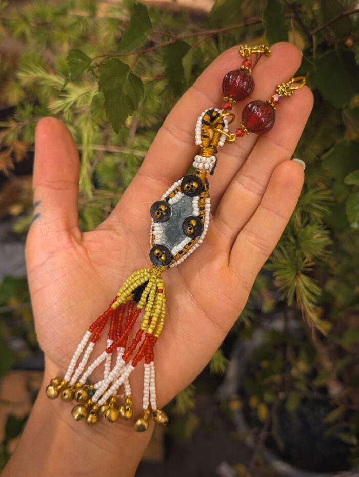 Upcycled Beaded Bell Necklace - Image 3